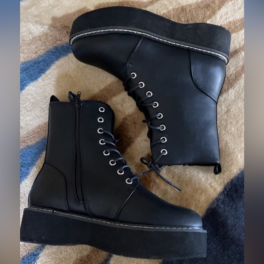 Brand new faux leather ASOS chunky lace up boots